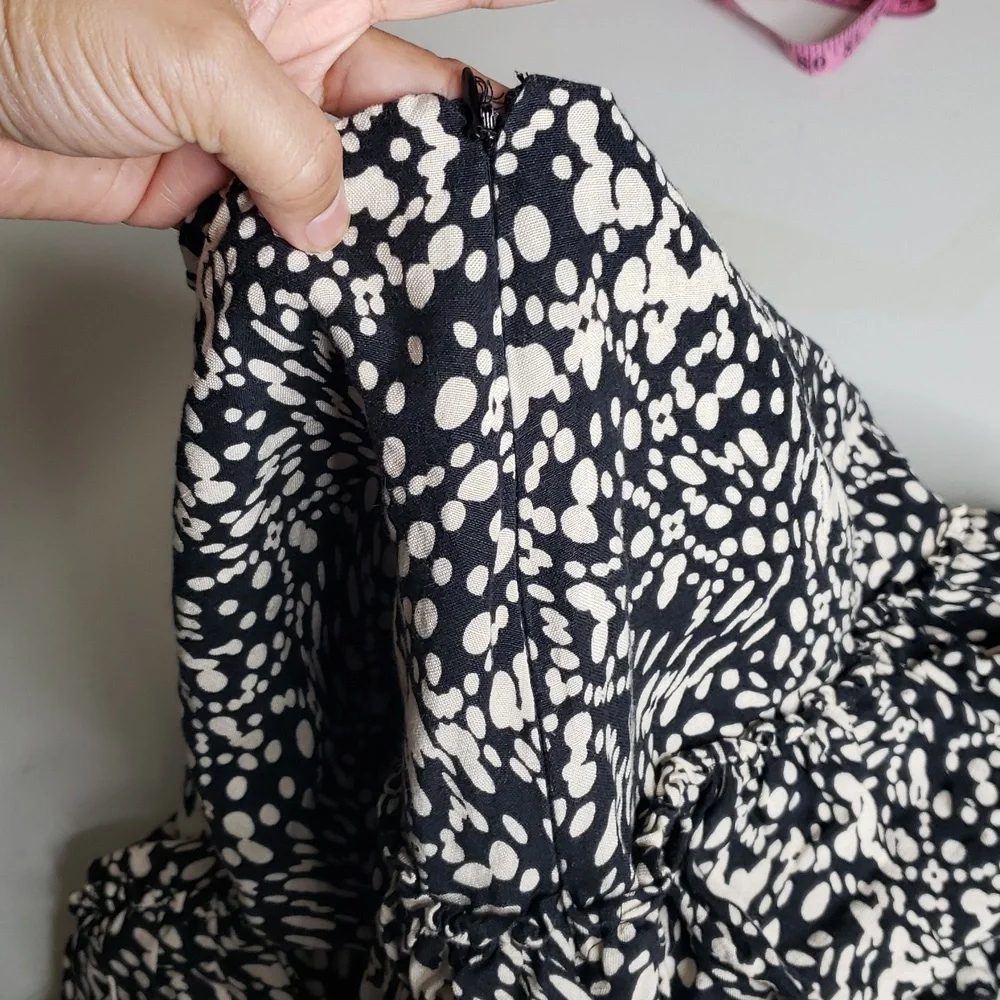 Maeve Anthropologie Linen Blend Tiered Ruffle Mini Skirt Size 14 Flowy Bohemian